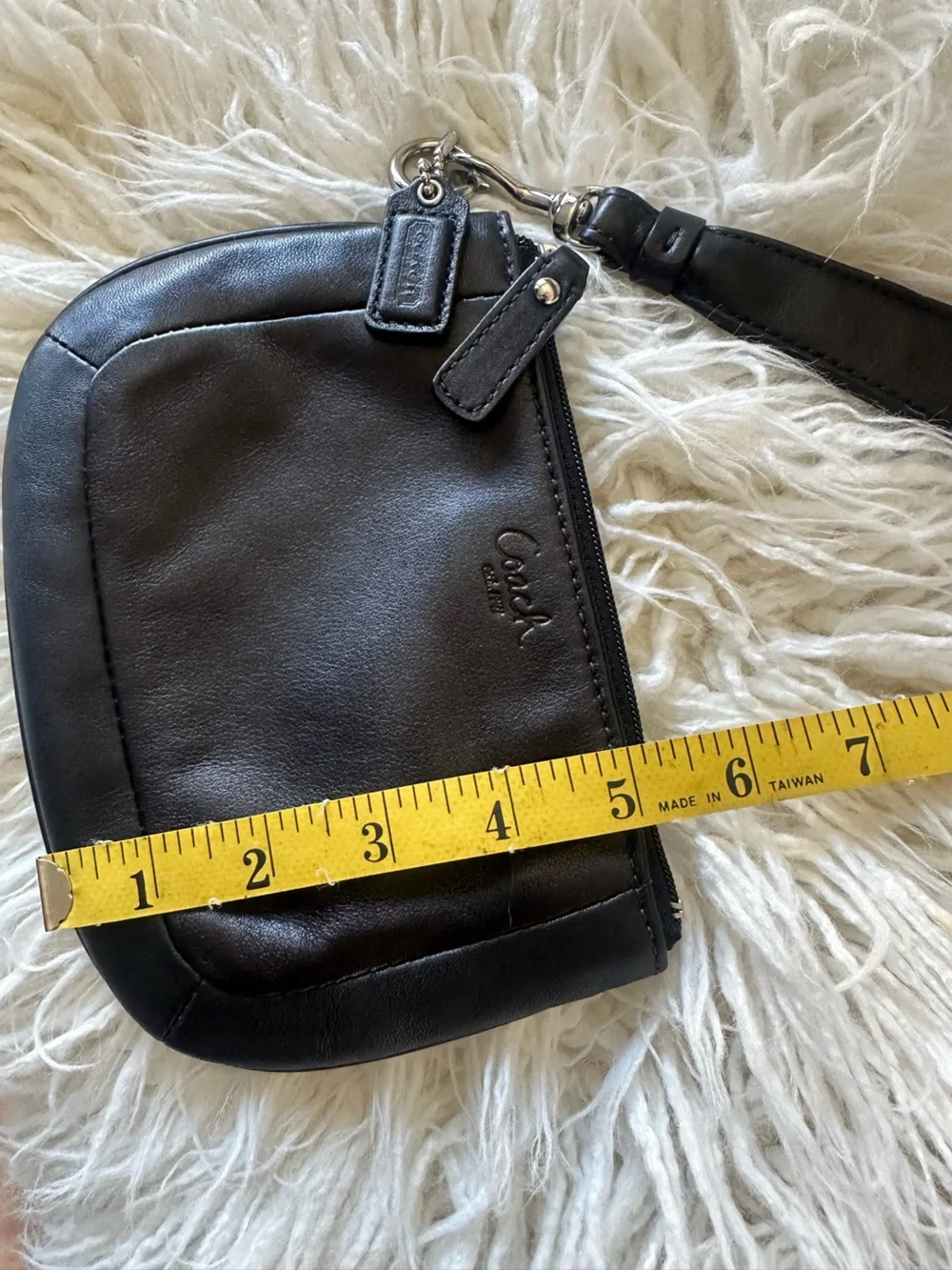 Coach black leather wristlet, NWOT